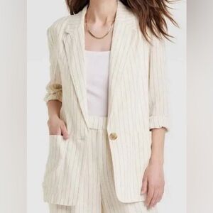 A New Day Two-Piece Suit Linen Cream with Pinstripe